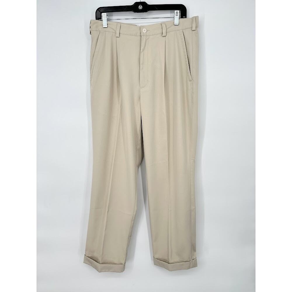 Nike Golf Fit Dry Pants Mens 34x30Tan Khaki Athletic Performance Stretch Cuff